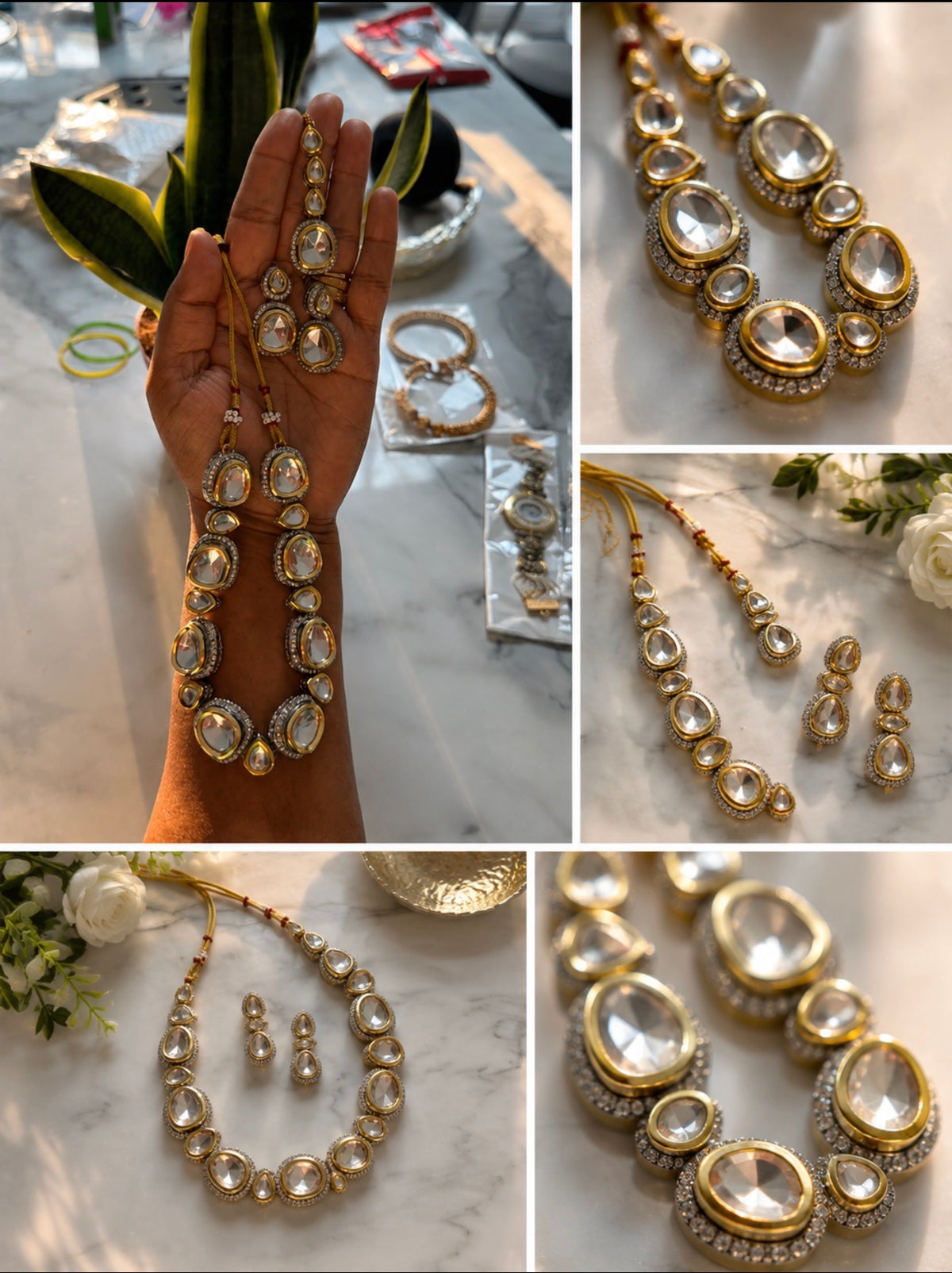 Silver & Gold Traditional Necklace Set with Tikka