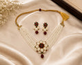 Elegant Pearl Floral Necklace Set with Matching Earrings
