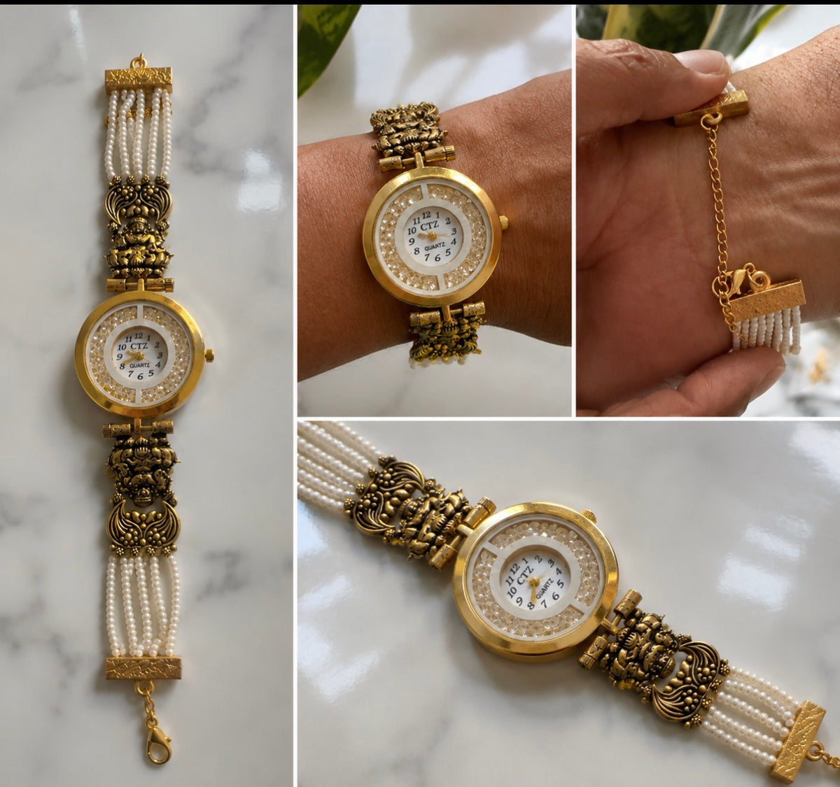 Elegant Pearl & Gold Watch ✨