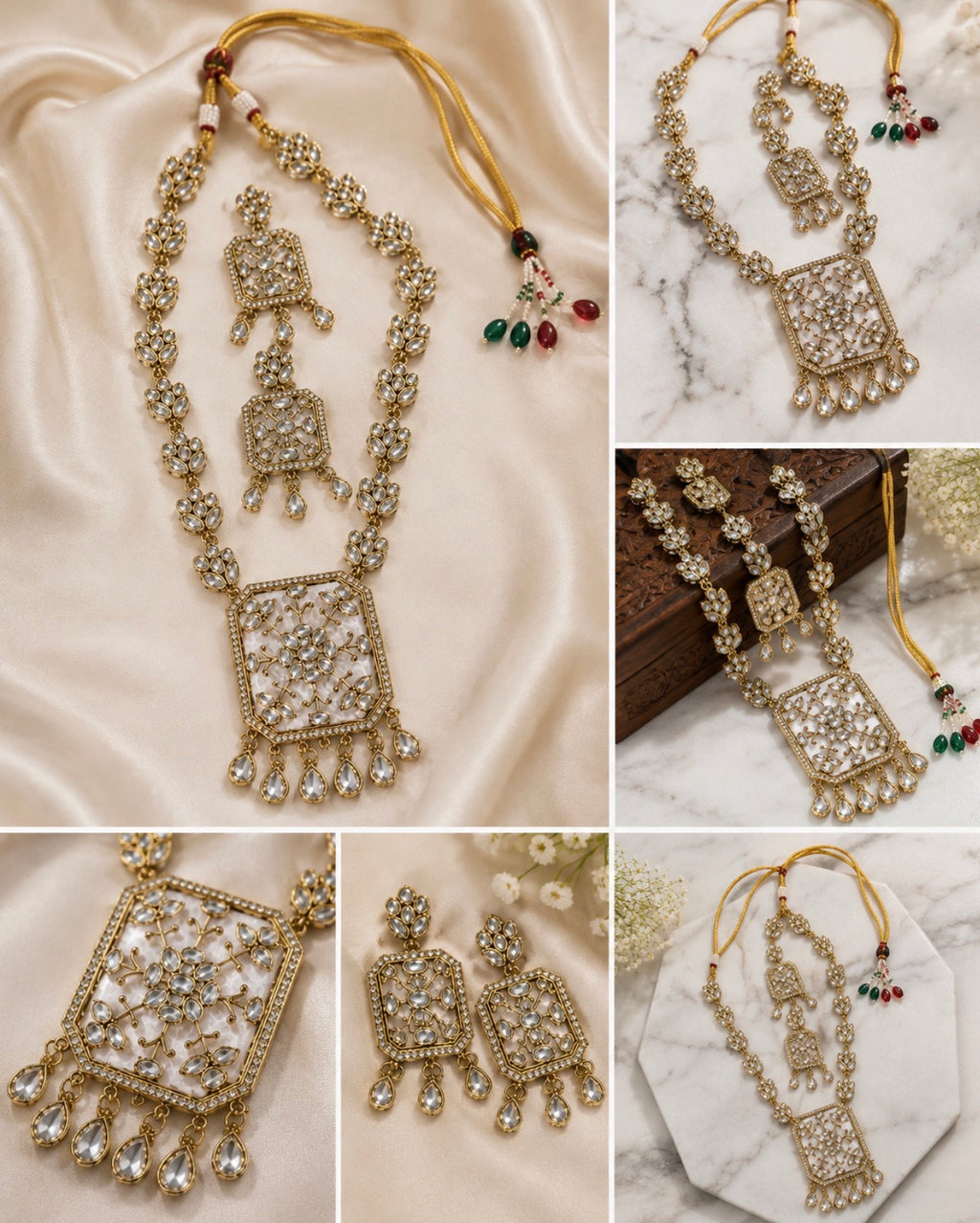 Elegant Gold Stone Necklace Set