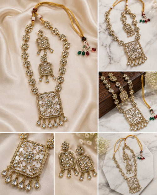 Elegant Gold Stone Necklace Set
