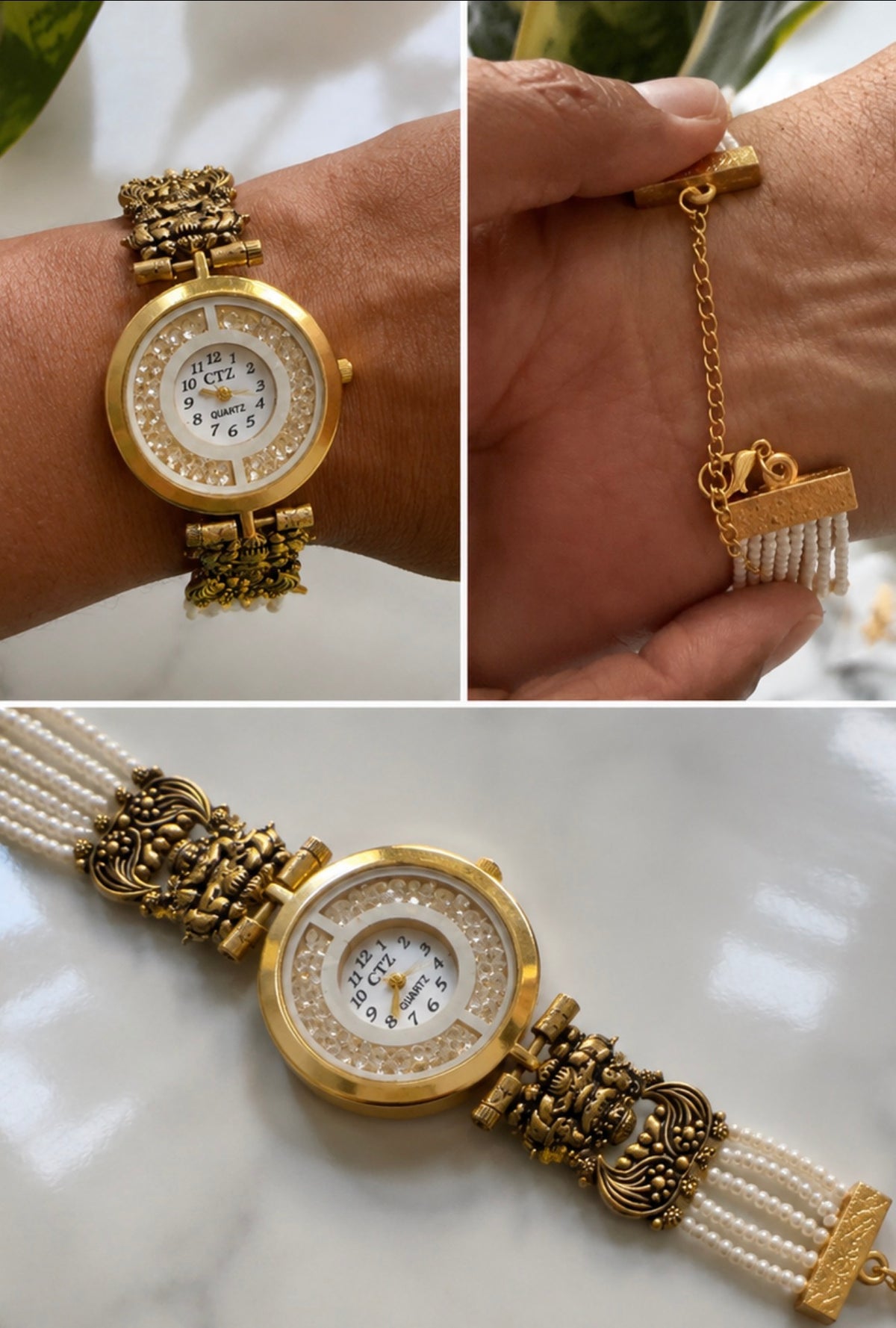 Elegant Pearl & Gold Watch ✨